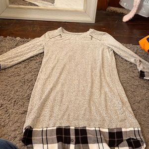 grey with flannel dress, size small